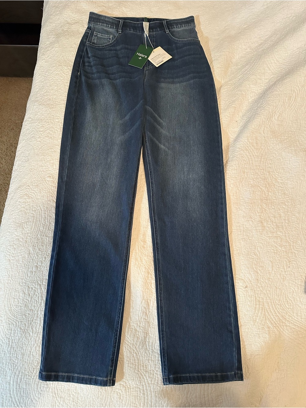 Halara Stretch Denim High Rise Straight Leg NWT medium 8/10 - Picture 3 of 8
